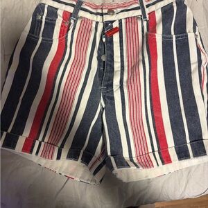 Lawman Vintage Striped Red, White, and Blue Jean Shorts